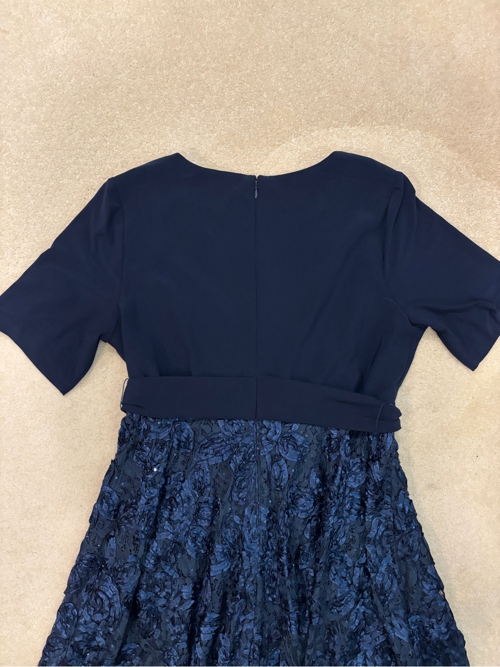 Alex Evenings Elegant Navy Wrap & Floral Midi Dress Size 18W - Picture 15 of 15